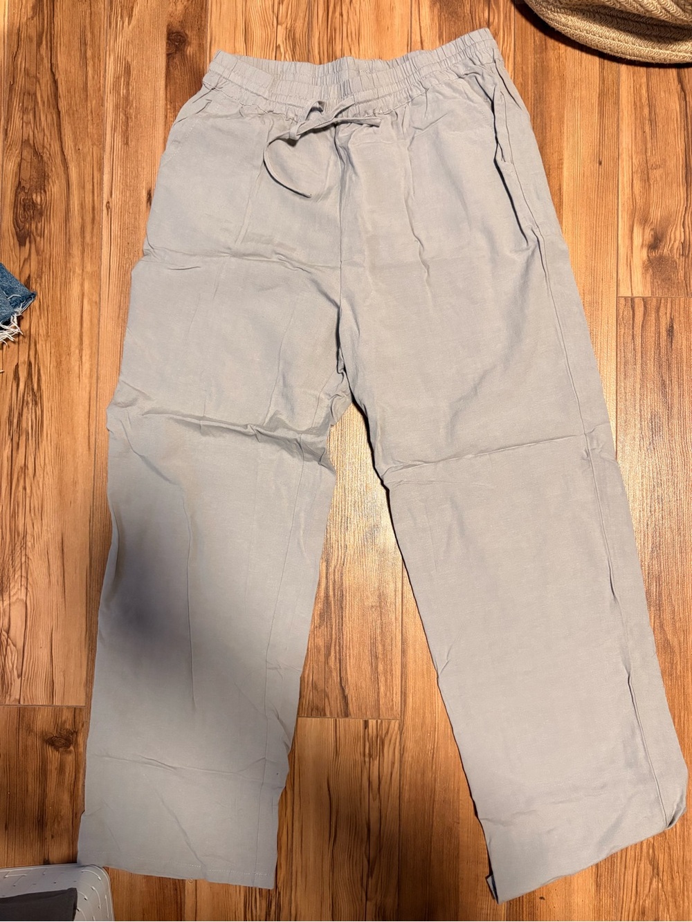 Women’s Light Grey Casual Linen Pants